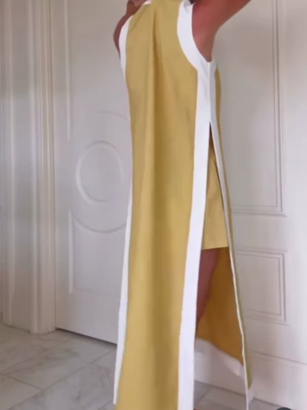 Colorblock Slit Maxi Dress and Shorts Set