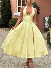 V-Neck Jacquard Midi Dress