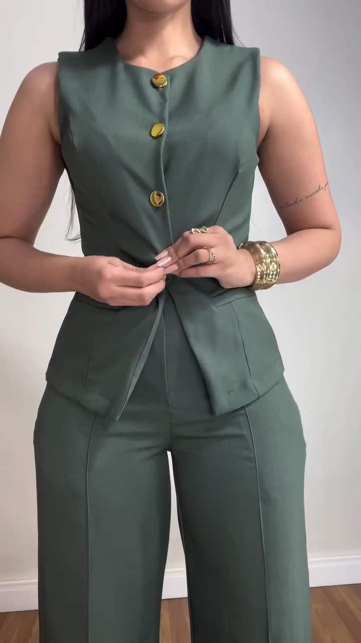 Women's Sleeveless Vest Suit Set