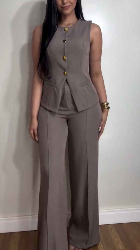 Women's Sleeveless Vest Suit Set