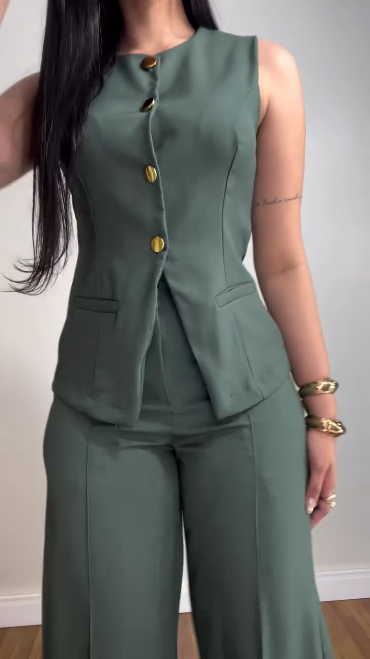 Women's Sleeveless Vest Suit Set