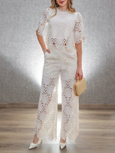 White Leaf Lace Hollow Suit