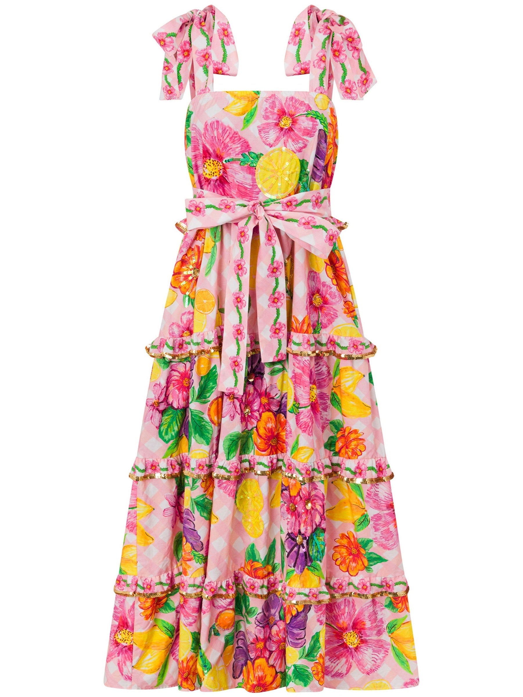Chic Floral Sequined Square Neck Slip Dress