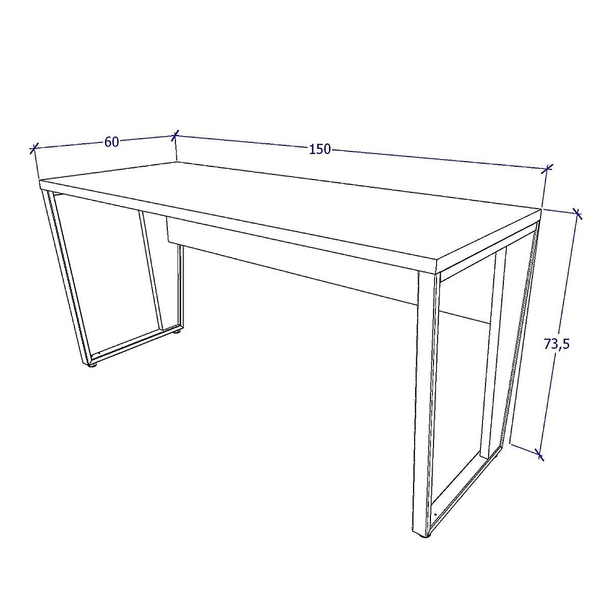 Mesa Escrivaninha Industrial 1,50m Nogal com Preto Pés Metal