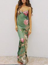 V-neck printed sexy fitted dress