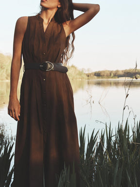 Cotton Belted Midi Dress