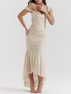 White bell floral maxi dress