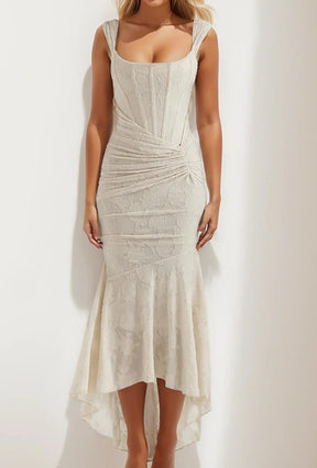 White bell floral maxi dress