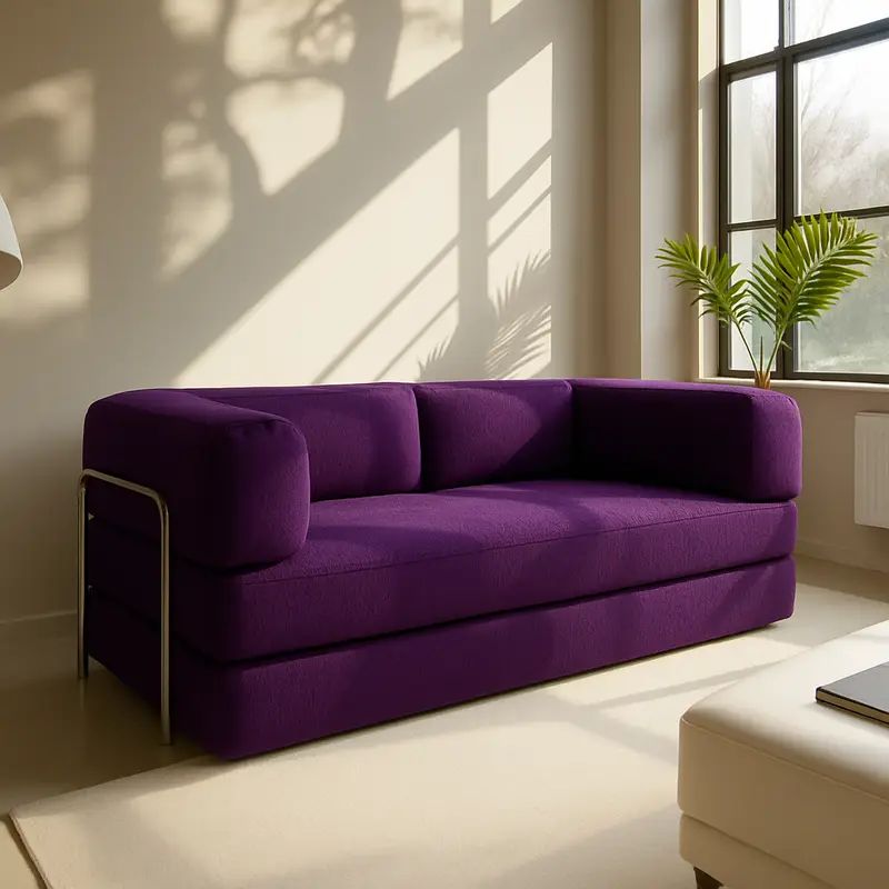Sofá Cama Bloom Bouclé Linho - Expansão Automática