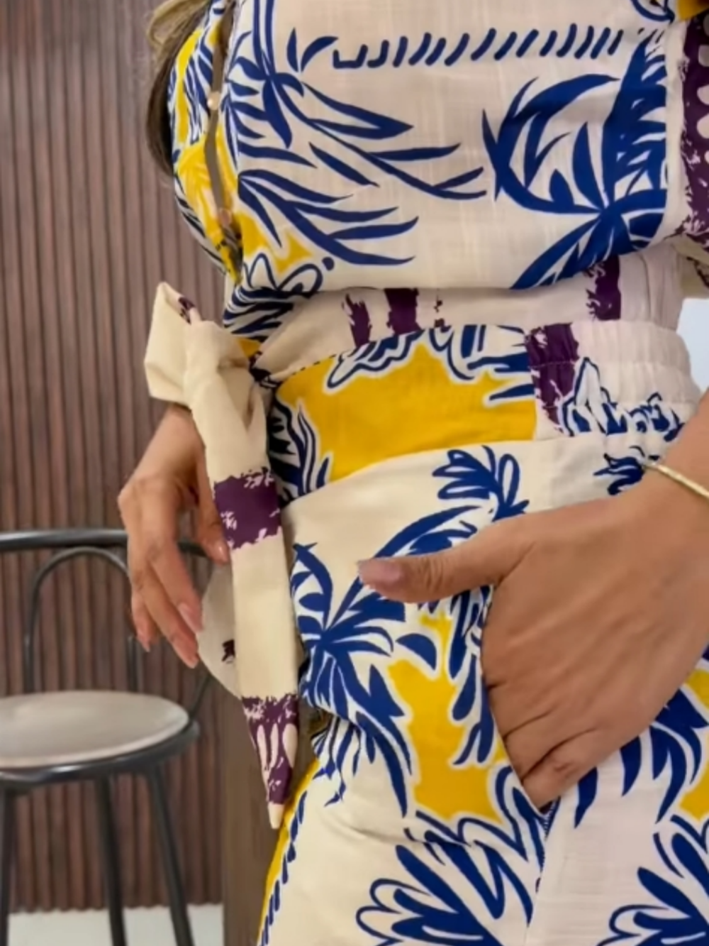 Vacation Palm Tree Print Shirt and Pants Set