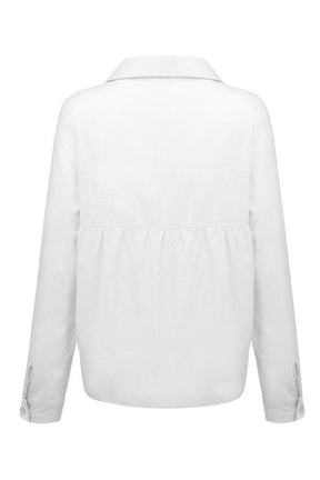 Casual Solid Button Shirt Collar Blouse