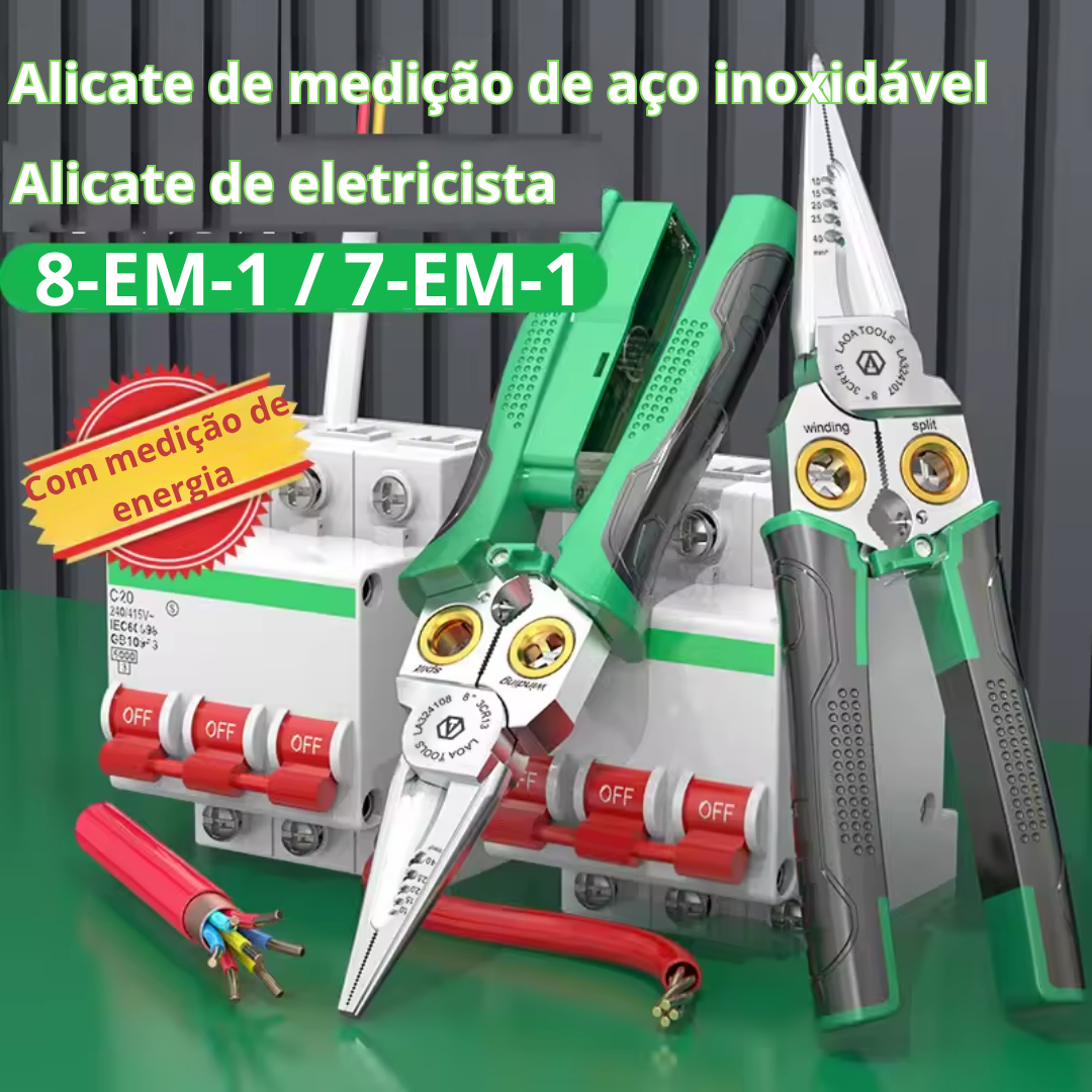 [75%OFF - FRETE GRÁTIS] Alicate Ponta Fina de Aço Inoxidável 8 em 1 com Medidor Elétrico LAOA