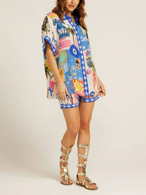 Casual linen chic shirt and shorts set
