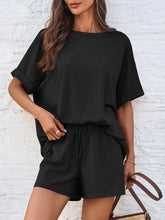 Bat short-sleeved T-shirt with drawstring shorts set