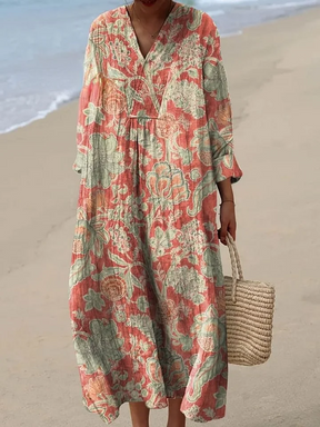 Vintage Abstract Art Print Cotton Dress