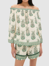 Botanical Print Off-the-shoulder Top and Shorts Set