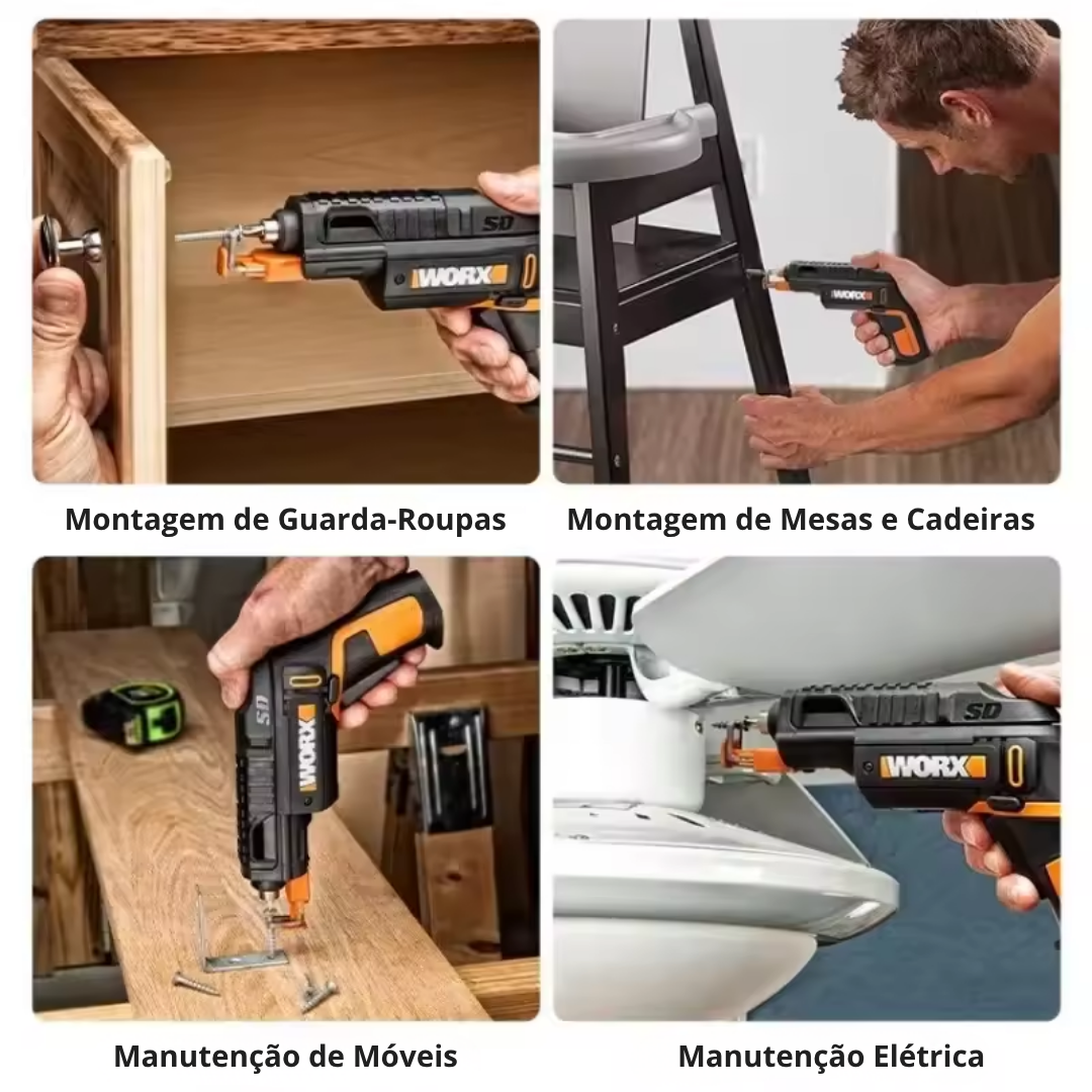 [75% OFF - FRETE GRÁTIS] Chave de Fenda Pistola inteligente sem fio Worx WX255.4 4V