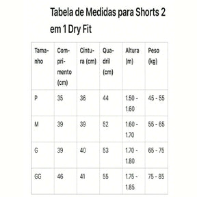 Short 2 em 1 Dry Fit Forrado Bermuda Academia Masculina Corrida Treino Com Elastano
